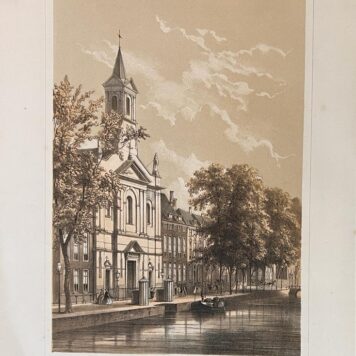 [Coloured lithography The Hague ca 1860] Lithografie Den Haag: Princessegracht en St. Antonius-kerk/Eglise St. Antoine, 1 p. published ca 1860.