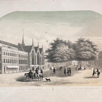 [Lithography The Hague, Het Lange Voorhout] Lithografie Het Lange Voorhout with horses and people in front of the trees, 1. p.