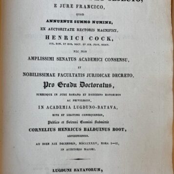 Specimen juridicum inauguarle de actionum natura et objecto, e jure Francico [...] Leiden J.W. van Leeuwen 1835