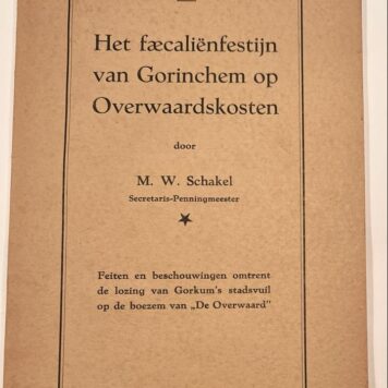 [Gorinchem, water management, 1952] Het faecaliënfestijn van Gorinchem op Overwaardskosten, Feiten en beschouwingen omrent de lozing van Gorkum’s stadsvuil op de boezem van “De overwaard”, 72 pp.