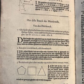 [Maths, Science, Meetkunde, geometry, 1622] Meetkonst in XXVII boecken vervat. Uit het Latijn in 't Neerduyts overgheset by Dirck Hendrickx Houtman. Oversien (...) door W. Snellium. Amsterdam, W.J. Blaeuw 1622, 4°. (20)+221+(5) pp.