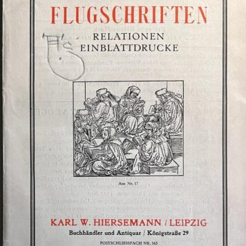 [Sale catalogue, 1929] Katalog 594. Flugschriften Relationen Einblattdrucke, Karl W. Hiersemann, Leipzig 1929, 169 pp.