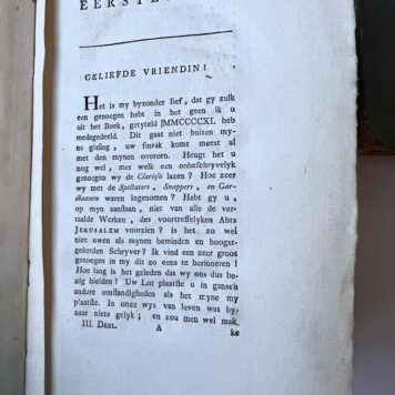 [Literature, Women, 1781] Brieven over verscheiden onderwerpen uitgegeven door E. Bekker, weduwe Ds. Wolff en A. Deken, Three volumes, 's Hage by Izaac van Cleef, 1780-81, 325+312+296 pp.