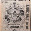 [Early telephone guide Netherlands 1891] Telefoongids Nederlandsche Bell-Telephoon Maatschappij, no. 16 Amsterdam en omstreken 1891, 280 pp.