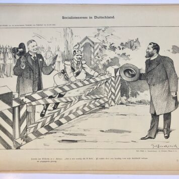 [Original lithograph/lithografie by Johan Braakensiek] Socialistenvrees in Duitsland, 16 Juli 1905, 1 pp.