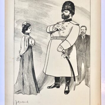 [Original lithograph/lithografie by Johan Braakensiek] Czar Nicolaas na het sluiten van den vrede, 10 September 1905, 1 pp.