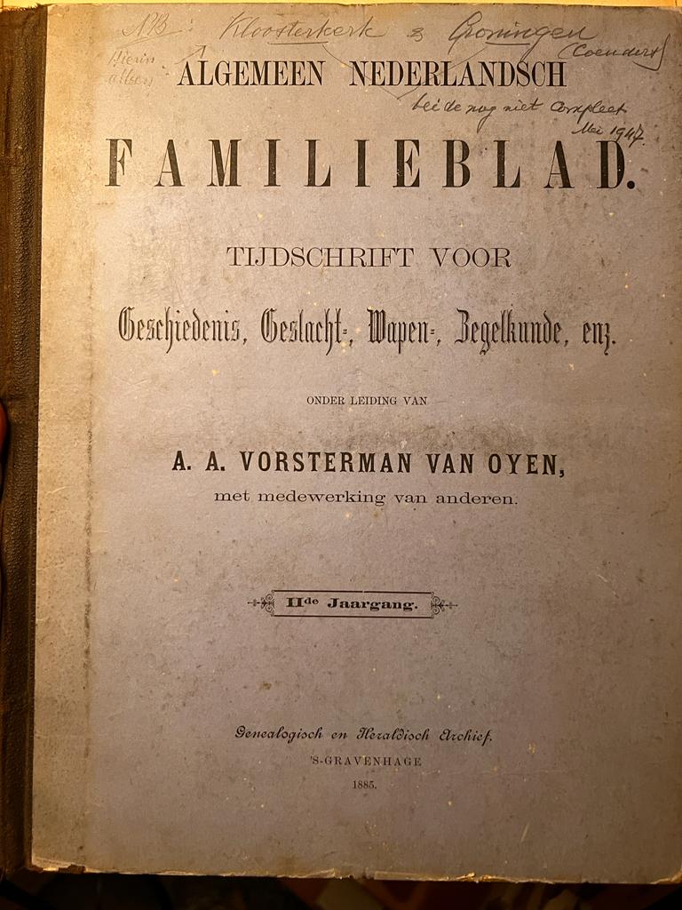 Nobiliarium Groninganum van Wilhelm Coenders van Helpen, uitgegeven en met eenige aantekeningen voorzien door Mr. H.O. Feith.