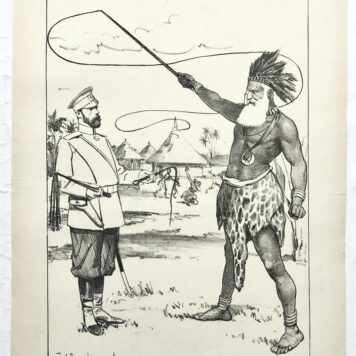 [Original lithograph/lithografie by Johan Braakensiek] Een Europeesch-Aziatische en een Europeesch-Afrikaansche alleenheerscher, 24 Juni 1906, 1 pp.