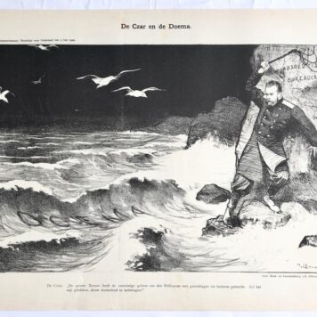 [Original lithograph/lithografie by Johan Braakensiek] De Czar en de Doema, 3 Juni 1906, 1 pp.