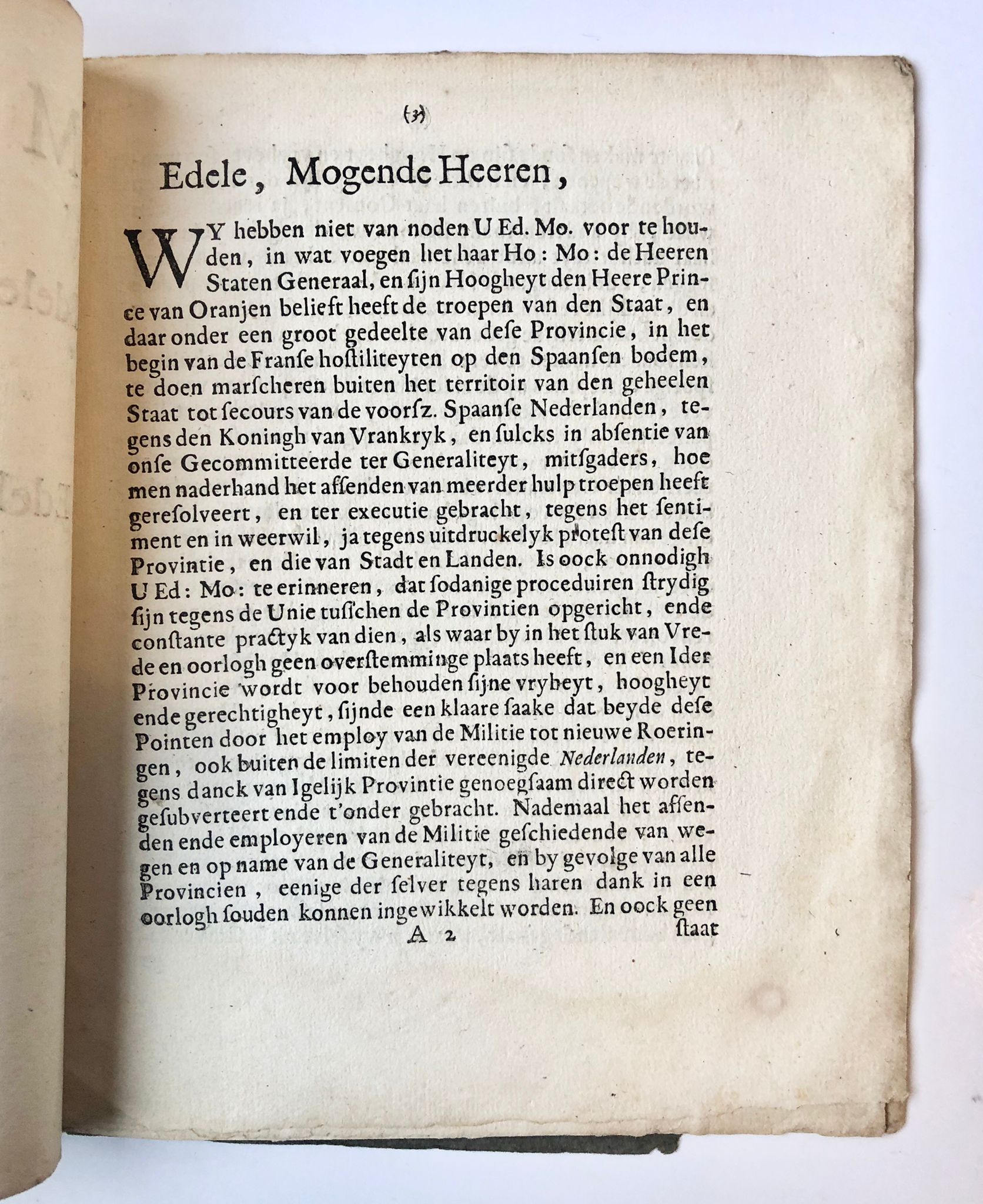 [Friesland] Missive van de Edele Mogende Heeren Staaten van Frieslant, aen de Edele Mogende Staten der Geunieerde Provintien, 1684, 6 pp.