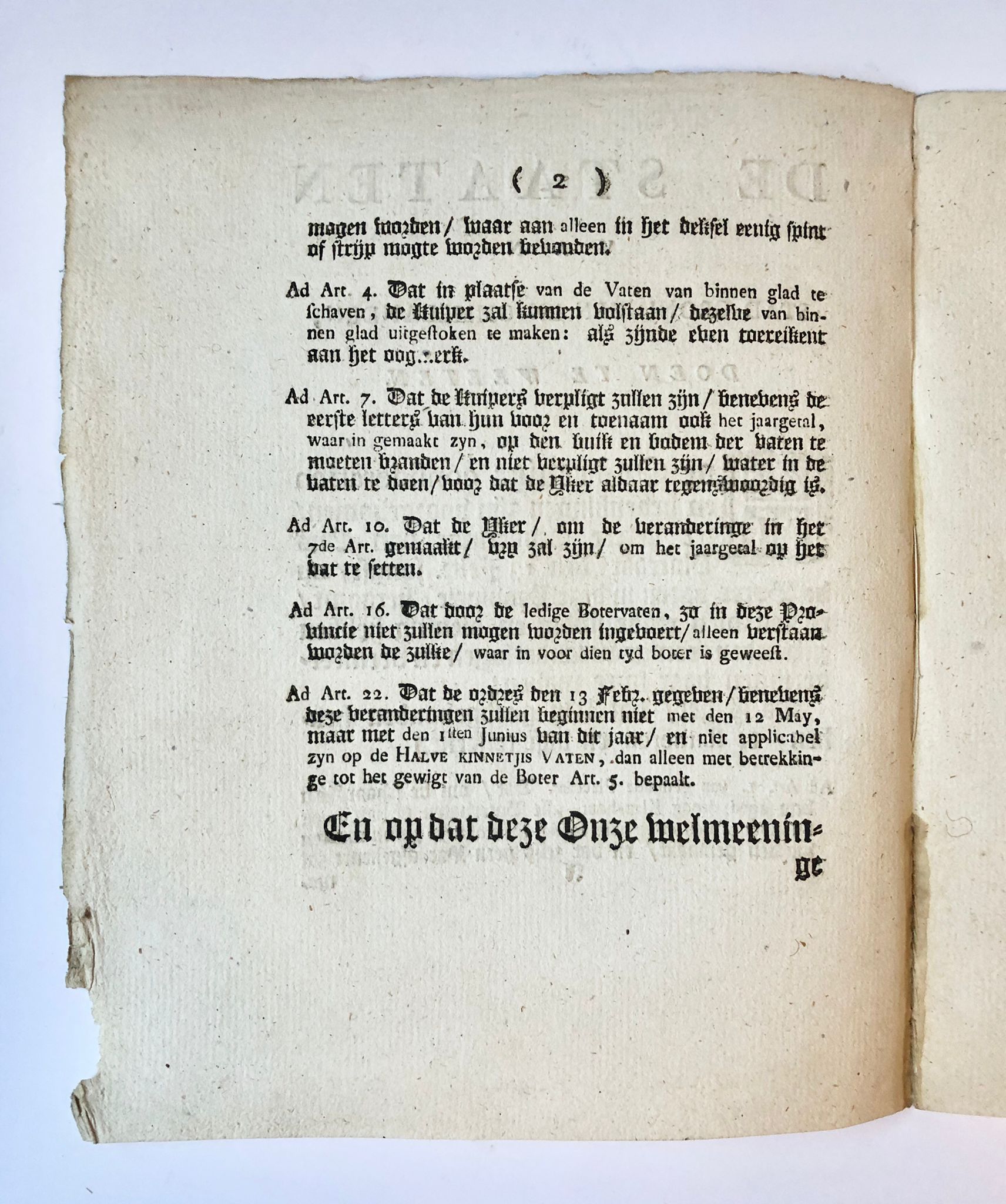 [Groningen, Boter, Butter [1789]] De Staaten van stad Groningen en ommelanden, doen te weeten, No. 70, [s.l., s.n. [1789], 3 pp.