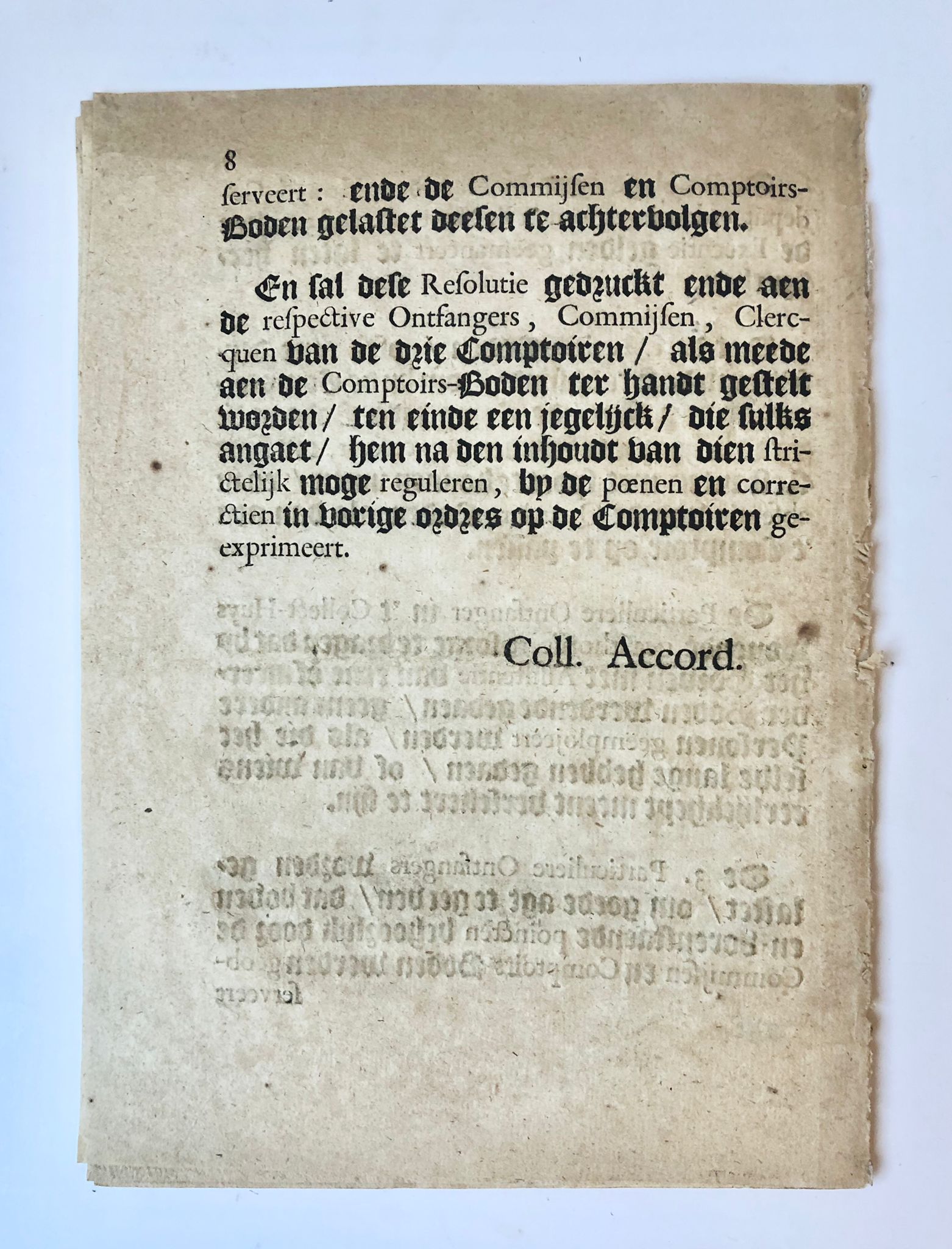 [Groningen, Belasting, Tax [1713]] Extract uit het Register van de Acten en Refolutien der Ed. Mo. Heeren Gedeputeerde Staten van Stadt en Lande, Martis den 21. February 1713, No. 2, [s.n., s.l. [1713], 8 pp.