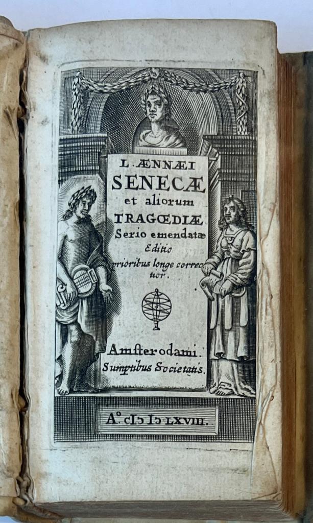 [Rare book in Latin, 1619] L. Annaei Senecae et aliorum, Tragoediae Serio emendatae. Amsterdam, Willem Jansz. Blaeu, 1619 [bound with] [Opera] Catullus Tibullus Propertius. Cum C. Galli fragmentis serio castigati. Amsterdam, Willem Jansz. Blaeu, 1619 [and with] Junii Juvenalis et Alvi Persii Flacci, Satyrae. Ex doct. viror. emendatione. Amsterdam, Willem Jansz. Blaeu, 1619.