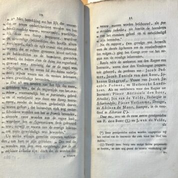 Verslag van de beschuldigingen, verhoor en vonnis van Marinus en Pieter van Nieuwenhuyzen, met de uitoefening der doodstraf aan Marinus op den 3 Februarij 1817 door J. Bal Snyders, advocaat te Middelburg in Zeeland. Middelburg, gebr. Abrahams, 1817. [Gebonden met:] Bijvoegsel op het verslag van de beschuldigingen, verhoor en vonnis van Marinus en Pieter van Nieuwenhuyzen, met de uitoefening der doodstraf aan Pieter, op den 10 November 1817, door J. Bal Snyders. Middelburg, gebr. Abrahams, 1817.