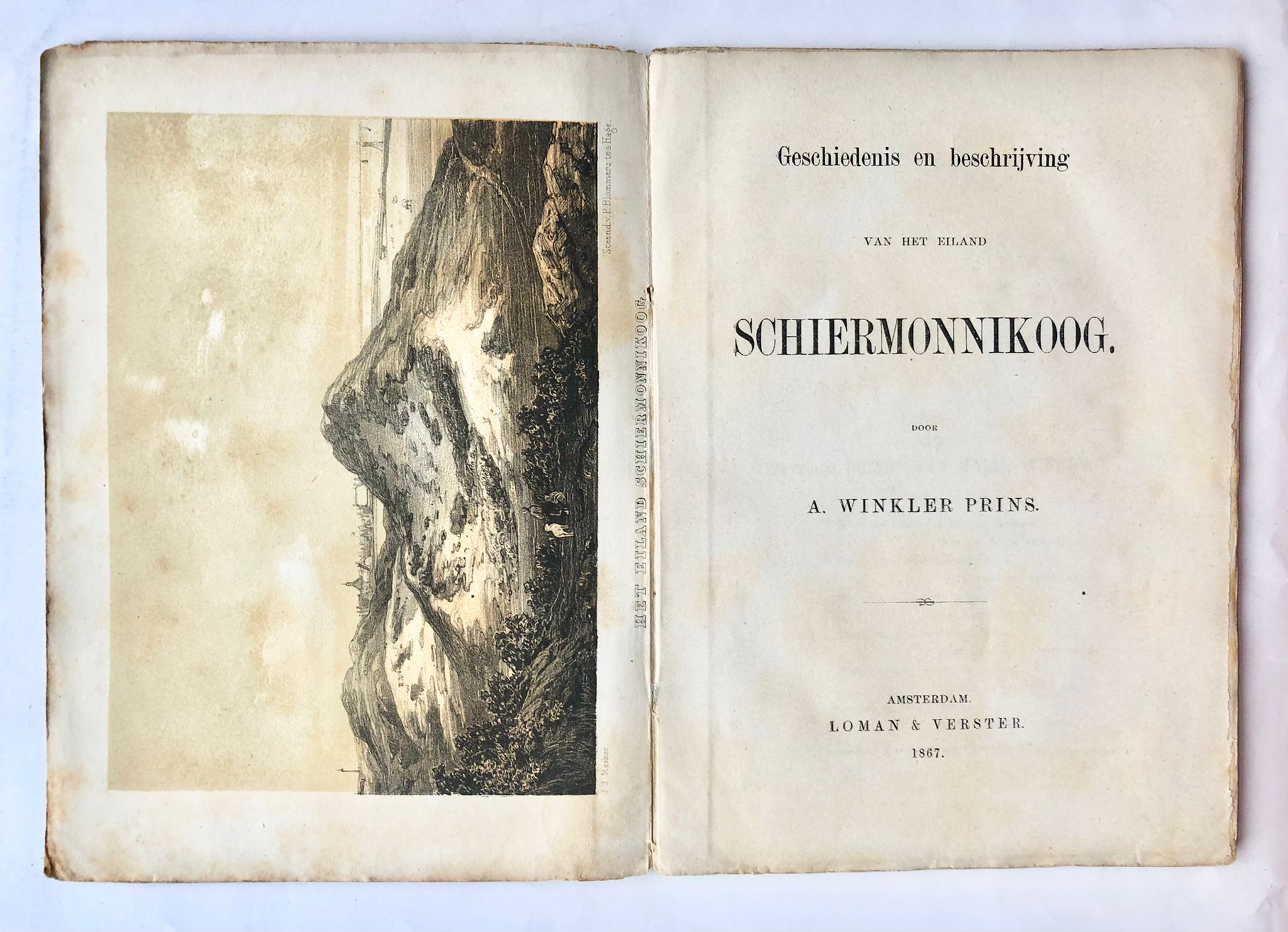 [First edition, Schiermonnikoog, 1868] Geschiedenis en beschrijving van het eiland Schiermonnikoog, Met een plaat, Loman & Verster, Amsterdam, 1868, 109 pp.