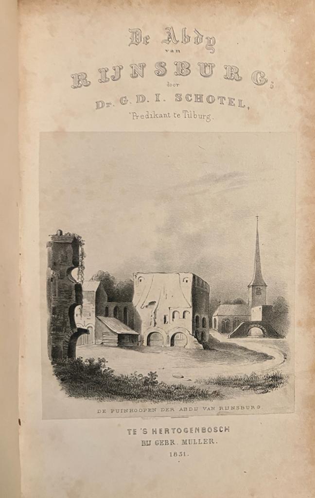[Prize book, 1851] Prijsboek voor Hendrik Dons dd 13 july 1855: De abdij van Rijnsburg. 's-Hertogenbosch 1851. Geb., geïll., 357 p.