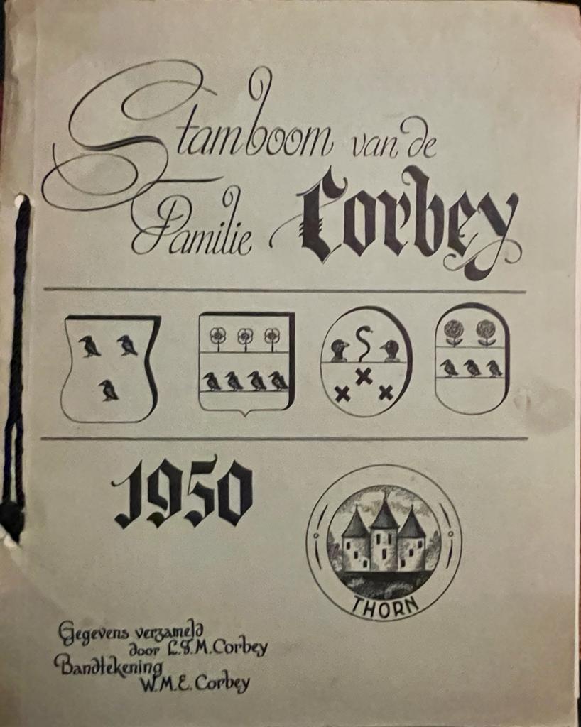 Stamboom van de familie Corbey. Amsterdam 1950, 54 p., gestencild, geïll.