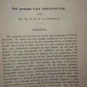 Het geslacht Van Goudoever. 's-Gravenhage 1907, 32 p., geïll.