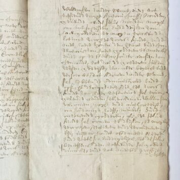 [Testament, manuscript, 1695] Testament van Marijke Jacobs Domis(?), laatst weduwe van Willem Janssen van der Venne, verleden in 1695 voor notaris A. van der Berghe te Etten. Manuscript, folio, 6 pag., met opgedrukt zegel.