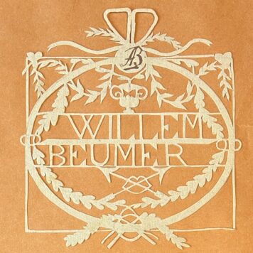 [Paper art, knipkunst, 19th century] Knipsel, w.s. 19e eeuws, 11x11 cm., met de naam Willem Beumer.