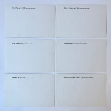 [Sculptors, Beeldende kunstenaars, postcards 1998] Mapje met 11 prentbriefkaarten betr. de ereleden van de Gemeenschap Beeldende Kunstenaars te Arnhem, 1998.