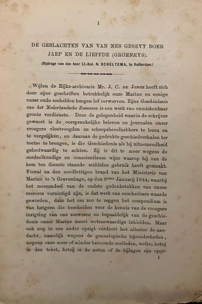 De geslachten van Van Nes geseyt Boer Jaep en de Lieffde (Groenrys). Z.p. z.j., 81 p.