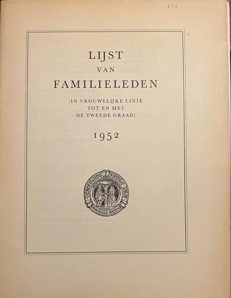 `Lijst van familieleden'. Vereeniging Familie Salm, 1952, 1962, 1977. 3 stuks, à 22 p.