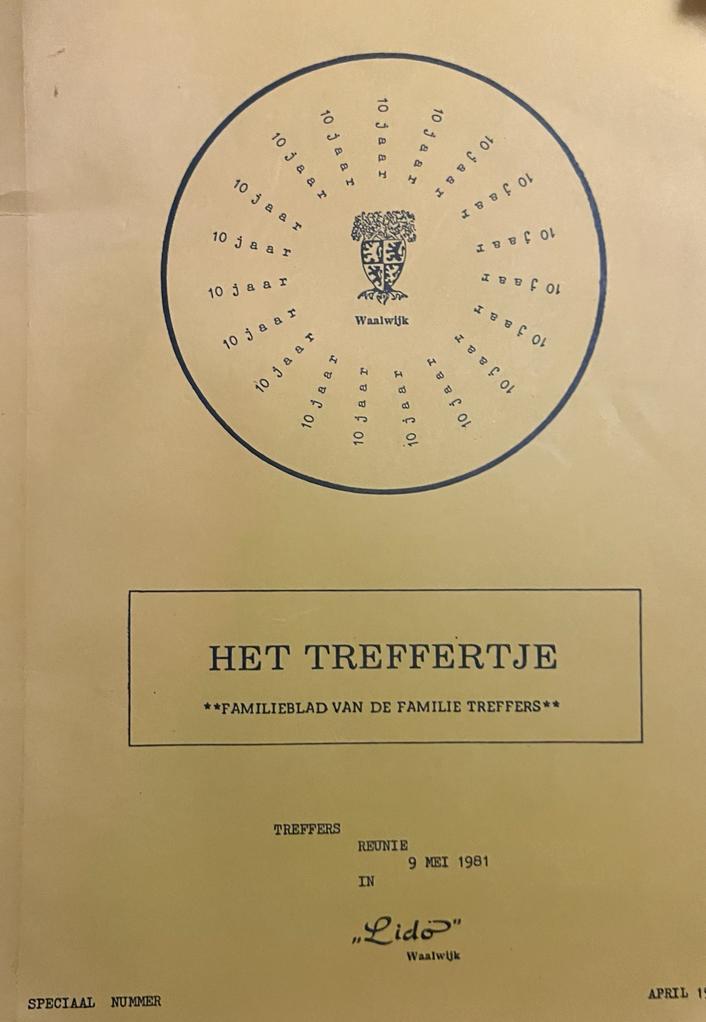 Het Treffertje. Familieblad van de familie Treffers. Jrg. 1 t/m 21, grotendeels compleet, met het `Speciaal nummer' van april 1981.
