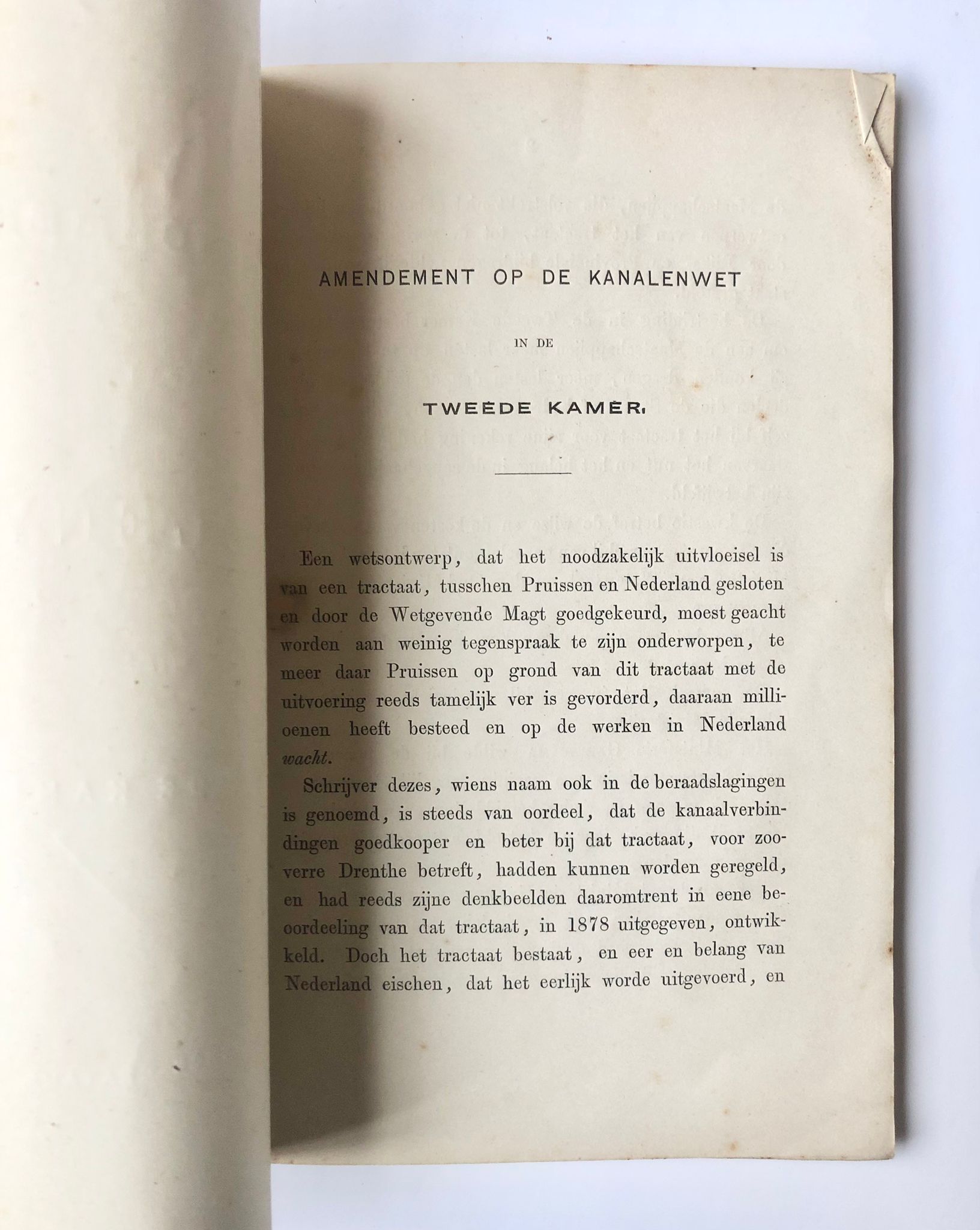 [Drenthe, 1880] Amendement op de kanalenwet in de Tweede Kamer, Willinge Gratama, Assen, 1880, 11 pp.
