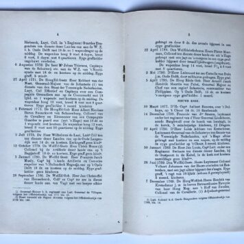 [Printed publication, Delft, 1907] Opgave van Officieren die in de Oude en de Nieuwe Kerk te Delft liggen begraven, medegedeeld door C. F. Gijsberti Hodenpijl, Overgedrukt uit het Maandblad van het Genealogisch-heraldiek genootschap “De Nederlandsche Leeuw” 1907, 7 pp.