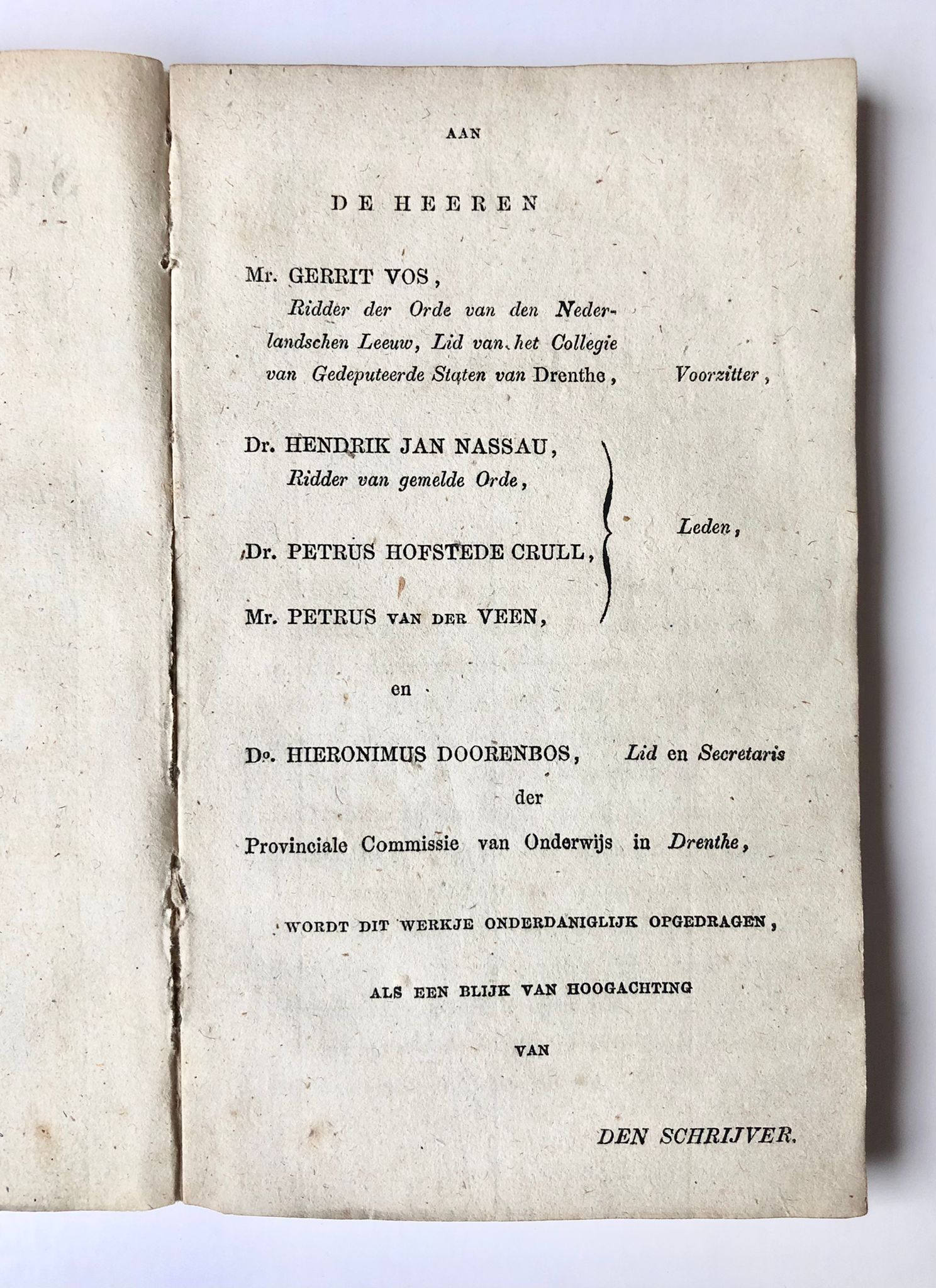[First edition. Drenthe, Schoolboek] Geschiedkundig schoolboek van Drenthe, (Leesboek voor de hoogste klasse der Lagere Scholen), Door J. S. Magnin, bij J. Oomkens. J. Zoon, te Groningen, 1851, 112 pp.