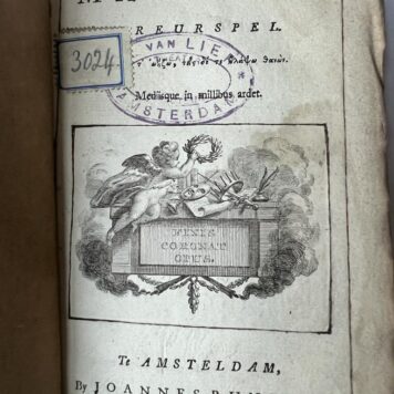 [Vondel 1773] Maagden. Treurspel. Amsteldam, Joannes Punt, 1773, 70 pp.