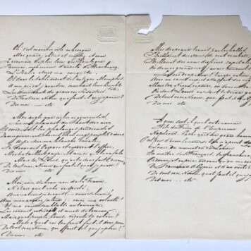 [Manuscript, poetry, 19th century] Poem Napoleon a son neveu Louis, manuscript, 3 pp, send to J.W. Wurfbain.