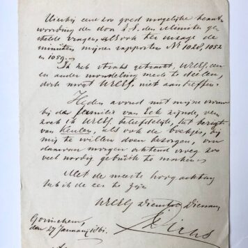 [Manuscript 1861] Letter of J. (?) Dirks to F.W. Conrad, d.d. Gorinchem 1861, manuscript, 1 p.