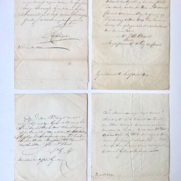 [Manuscript 1843] Vier briefjes van Mr. J.A. Chemet, 1841-1843, aan W. Sweijs.