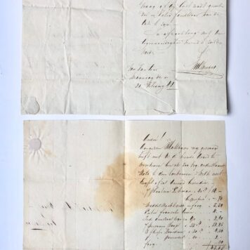 [Manuscript, letters, 19th century] Twee briefjes van Nolthenius aan W.Sweijs, 1842, 1844, o.a. betr. kosten kermisavond, 1844, manuscripten, 3 pag.