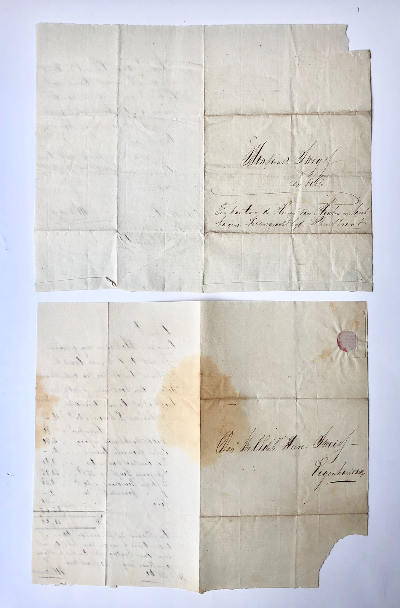  - [Manuscript, letters, 19th century] Twee briefjes van Nolthenius aan W.Sweijs, 1842, 1844, o.a. betr. kosten kermisavond, 1844, manuscripten, 3 pag.