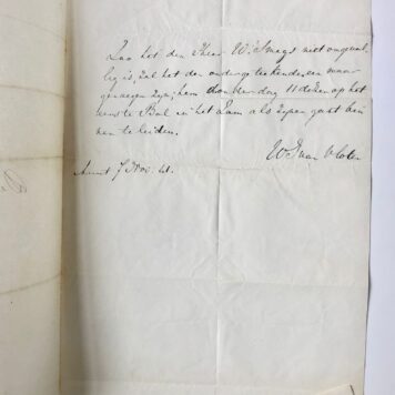 [Manuscript 19th century] Vier briefjes van W.J. van Vloten aan W. Sweijs, Amsterdam, 1840-1841, manuscripten.