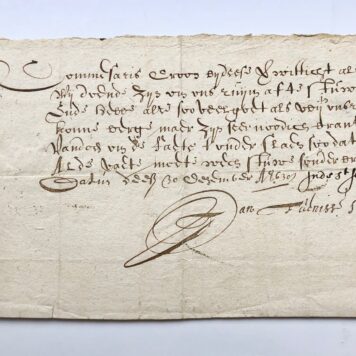 [Manuscript, letter, 1638] Briefje van Jan Fucniss Stuerman, d.d. In de St Jacob 30-12-1638, aan commissaris Croos, 1 p.