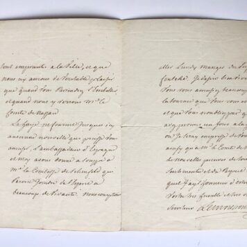 [Manuscript, letter 1766] Letter of Brief van de markies de Bonnac, d.d. 's-Gravenhage 1766, aan de vrouw van de stadhouder, manuscript, 3 pag. Text in French language.