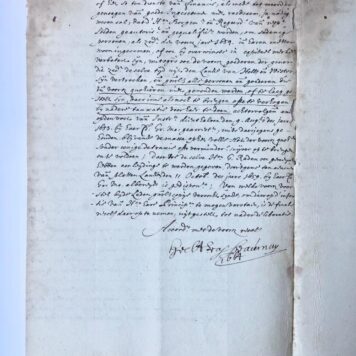 [Manuscript 1664 and 1665] Extracten uit resolutien Staten van Holland d.d. 15-11-1664 en 5-2-1665. Manuscript, folio, 2 pp. With autograph of Herb. van Beaumont.