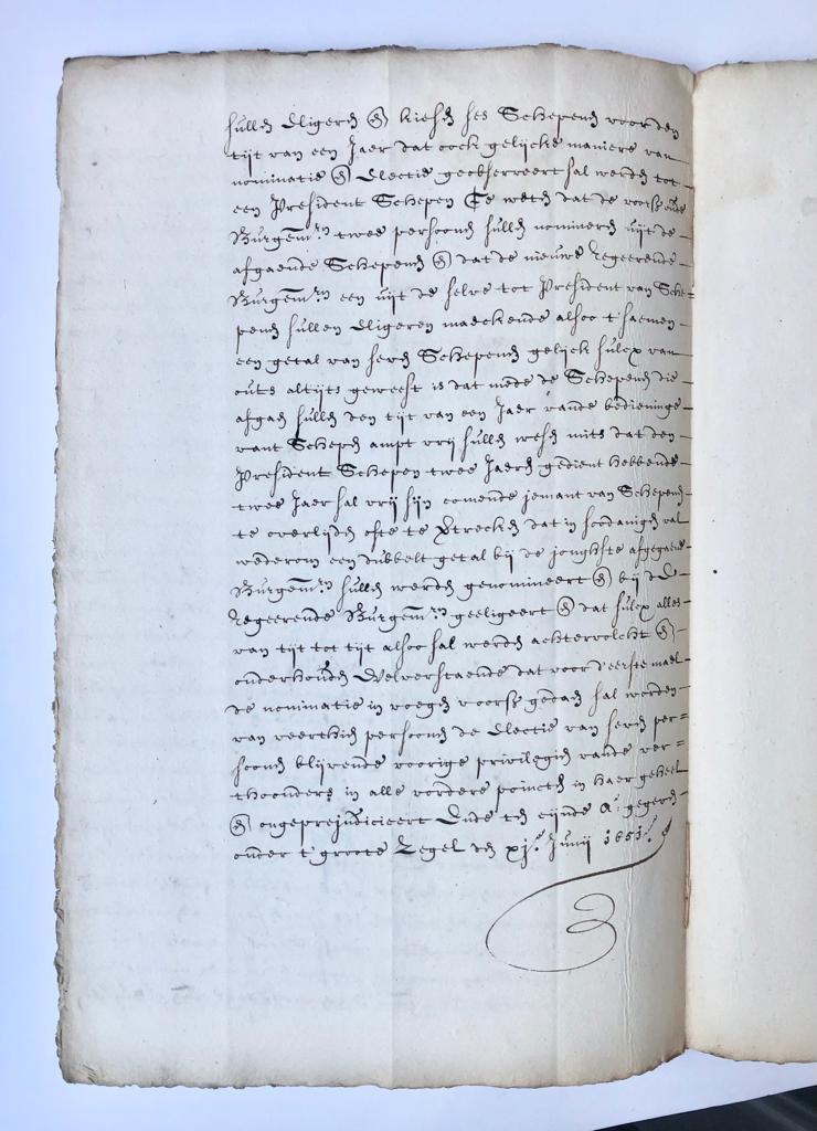 [Manuscript 1651] Legal octroy (Octrooi) of de Staten van Holland d.d. 11-7-1651, for the city of Monnickendam with regard to the magistrate order (magistraats bestelling). Manuscript, folio, 4 pp.