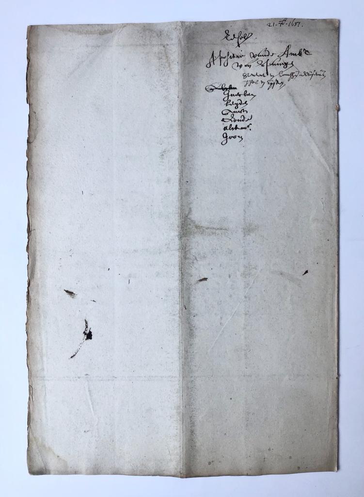 [Manuscript, 1651] Extract uit de resolutien van de Staten van Holland d.d. 21-9-1651. Manuscript, folio, 1 pag.