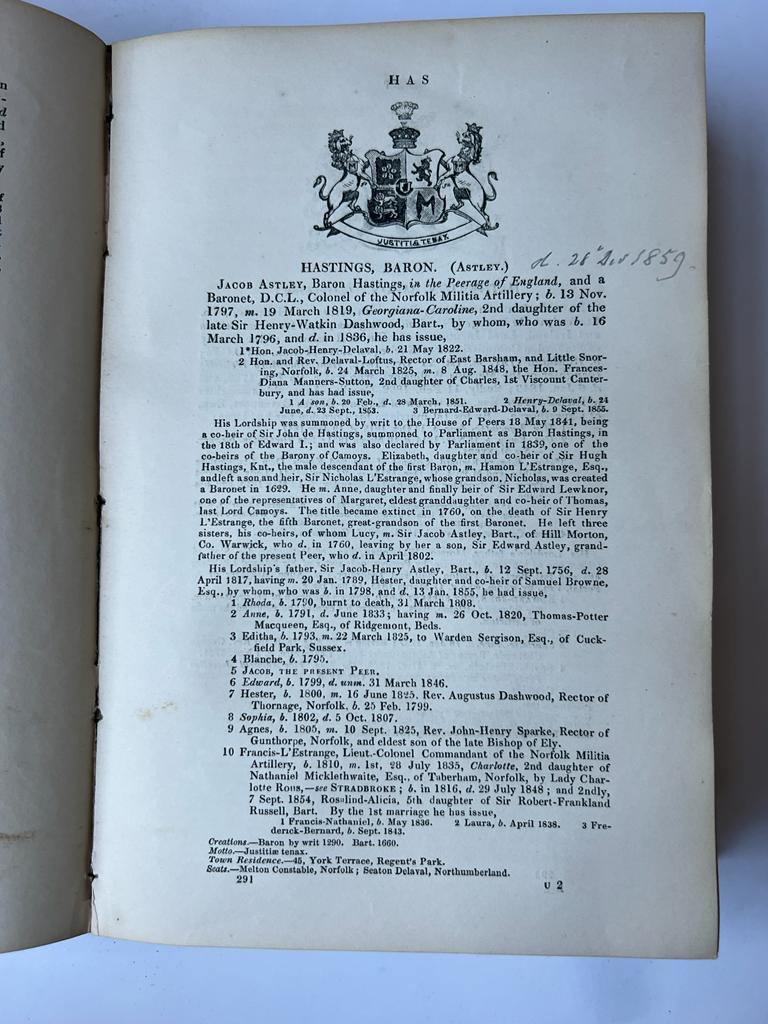 [Geneology United Kingdom] The peerage of the British empire, to which is added the Baronetage, 26e ed., Londen 1857, hardcover.