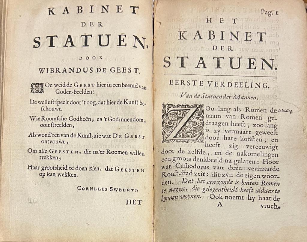 [Art history, sculptures, 1702] Het kabinet der statuen, ons van d'aaloudheid nagelaten (...) waar by gevoegt is een naauwkeurige leidtsman in Romen. Amsterdam, Lamsvelt, 1702, (32)+156 pp. .