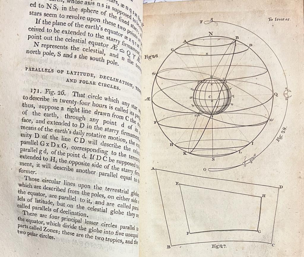 [Art history, science, globe, 1810] A treatise describing the construction and explaining the use of new celestial and terrestrial globes. 13th edition, published by Dudley Adams, London, 1810, 24+242 pp.