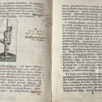 [Occultism, crucifying humans, hanging, 1643] Responsum ad propositam sibi quaestionem an manus clavis transfixae pares ferendo corpus inde pendulum. Amsterdam, P. Matthijsz, 1643, 16 pp.
