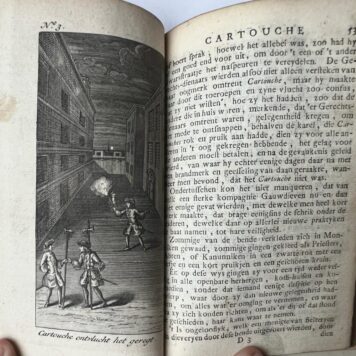 [Criminality, banditry 1735] 't Leven van den weereldberuchten kapitein der moordenaren Louis Dominique de Cartouche, behelsende een verhaal van deezelfs afkomst, opvoeding, ongehoorde gaauwdieveryen, gevangenneming, verwonderens waardige uitbreking der gevankenis, zeldsame verdediging en daar op gevolgde bekering en executie binnen de stad van Parijs. Uit het Fransch vertaalt, 4e- druk, Amsterdam, Johannes de Ruiter en zyn te bekomen by Geertrui de Ruiter, 1735, (6)+116 pp.