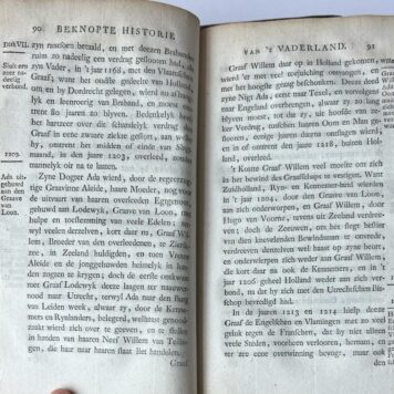 [Dutch history 1776] Beknopte historie van 't Vaderland van de vroegste tyden af tot aan het jaar 1767. 2e druk, 2 delen, Harlingen, V. v.d. Plaats, 1776, 251+240+235+231 pp..