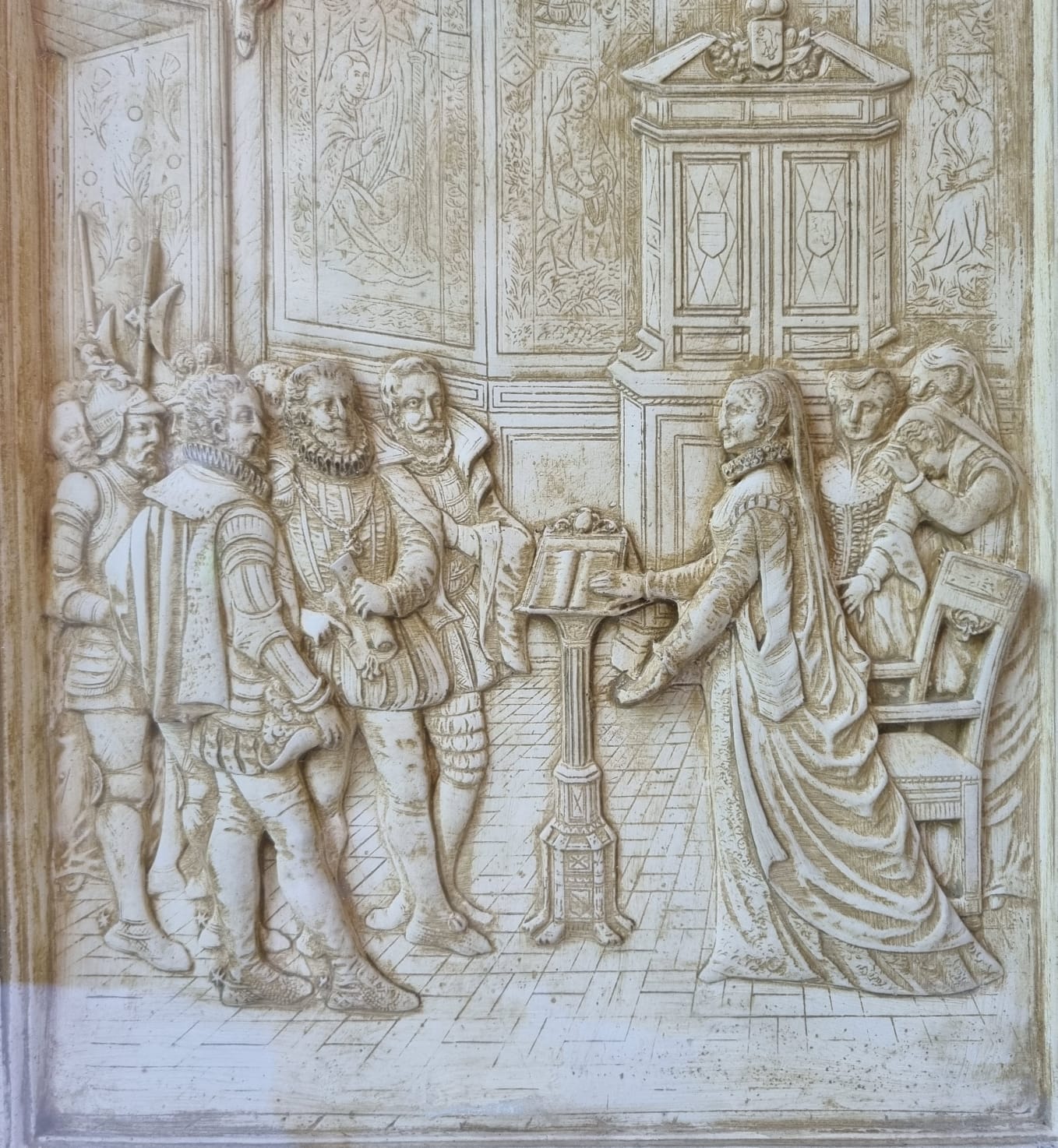 [Antique wooden basrelief] Margaret of Parma [?] / Margaretha van Parma [?], ca. 1750.